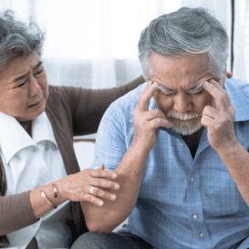 woman supporting confused man