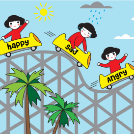 Grief Rollercoaster-happy, sad, angry