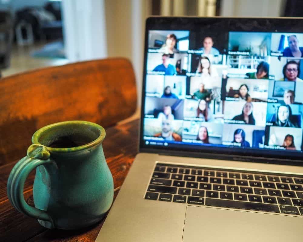 webinar with coffee cup